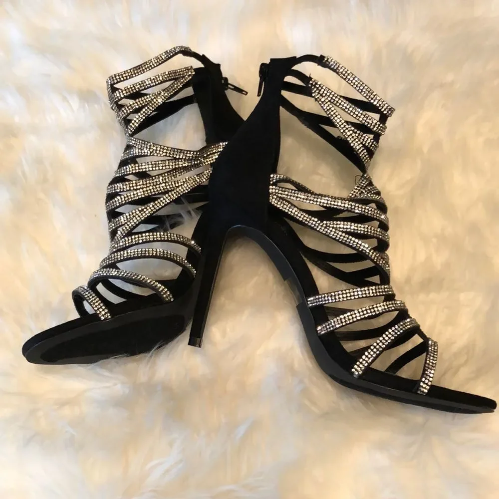 Olivia Ferguson Spike Heels Rhinestone Straps 10